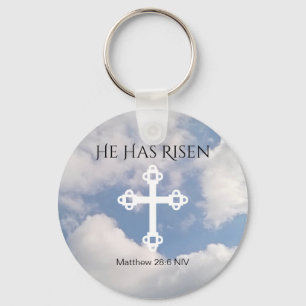Llavero Cruzar en cielo nublado con la Biblia de Resurrecc