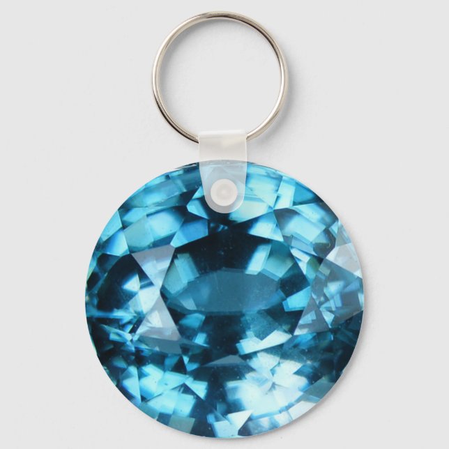 Llavero Crystal Blue Gemstone Zircon December Birthstone (Anverso)