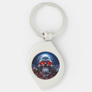 Llavero Crystal Skull con los ojos rojos ruby Keychain Met