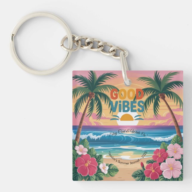 Llavero Cuaderno tropical de ondas de verano (Frente)