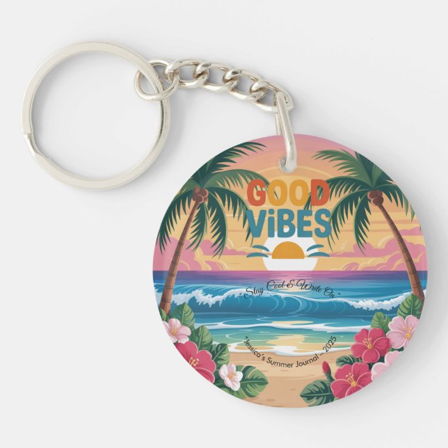 Llavero Cuaderno tropical de ondas de verano (Frente)