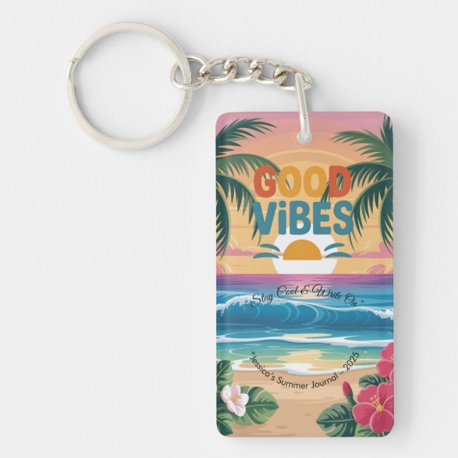 Llavero Cuaderno tropical de ondas de verano (Frente)