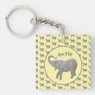 Llavero Cuadrado Amarillo de Elefante Bebé