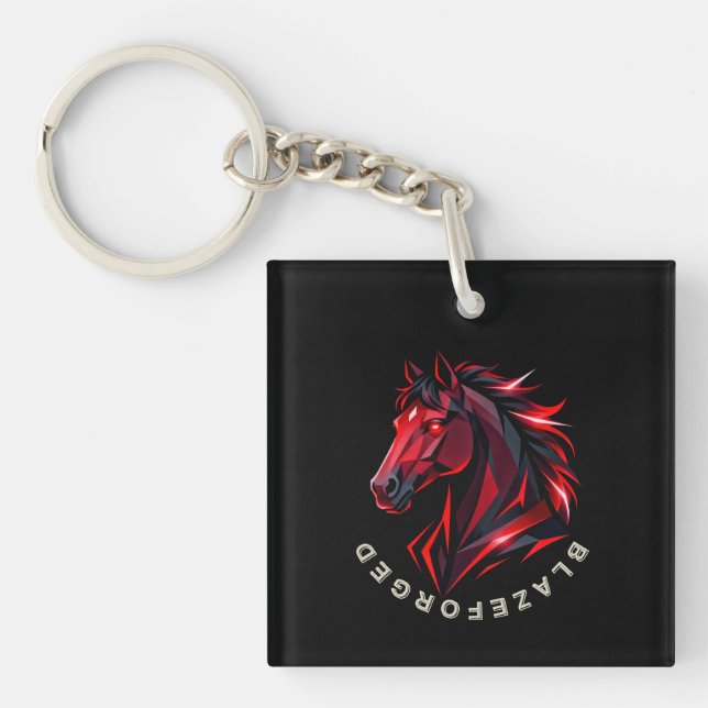 Llavero Cuadrado BlazeForge Red Horse (Frente)