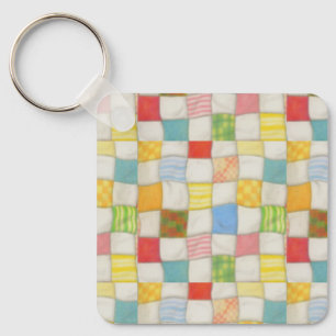Llavero cuadrado de aluminio de quilt loco