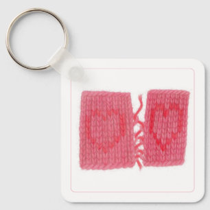 Llavero cuadrado de aluminio DOS CORAZONES TRICOTA