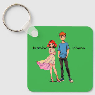 Llavero Cuadrado de Pareja de Anime Personalizado