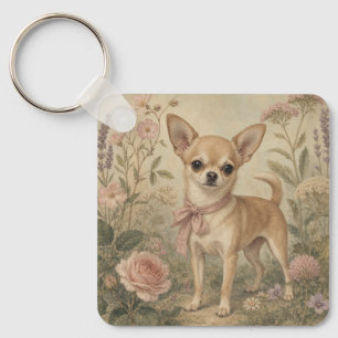 Llavero Cuadrado de perro Chihuahua de la abuela