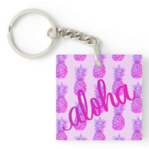 Llavero Cuadrado de Piña Morada Aloha Mini