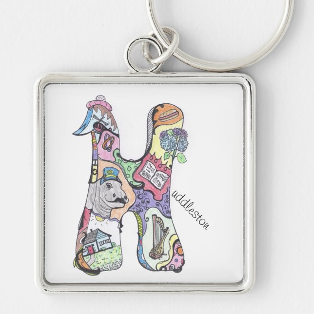 llavero cuadrado grande:  Uddleston de "H " (Frente)