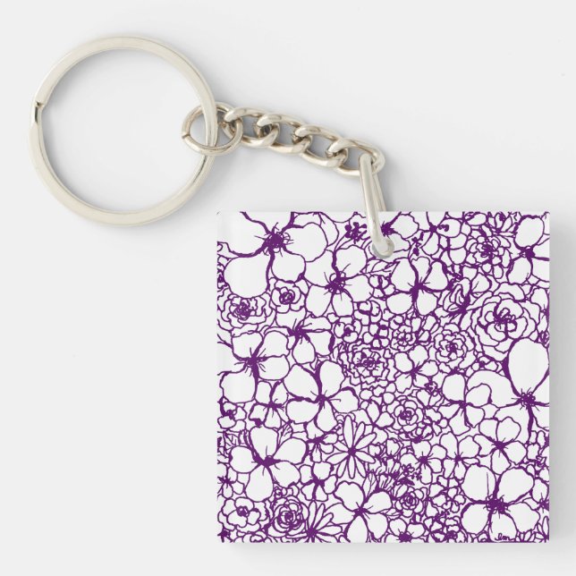 Llavero cuadrado mini Post-it Floral Doodles (Frente)