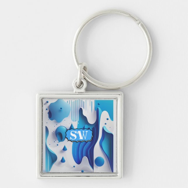 Llavero cuadrado personalizado Azure Fragment (Frente)