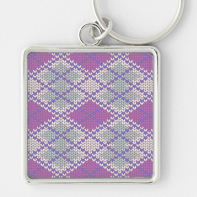 LLAVERO CUADRADO PREMIUM DE PUNTO ARGYLE LILAC (Frente)