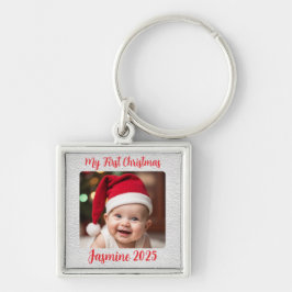Llavero Cuadrado Premium Personalizable Primera Navidad de