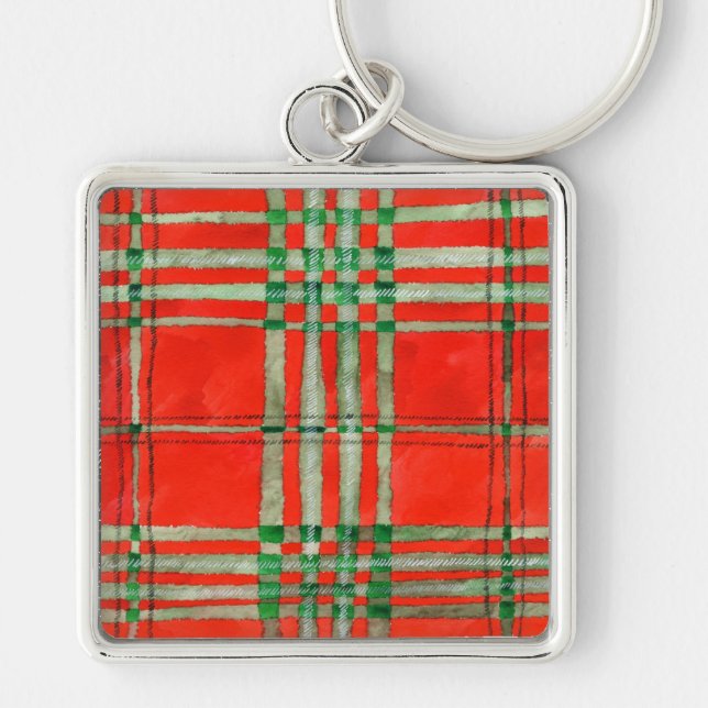LLAVERO CUADRADO PREMIUM TARTÁN ROJO SCOTT (Frente)