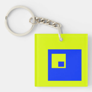 Llavero Cuadrados amarillo y azul