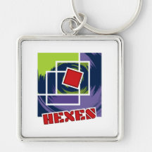 Cuadrados de resumen verde y púrpura con texto de