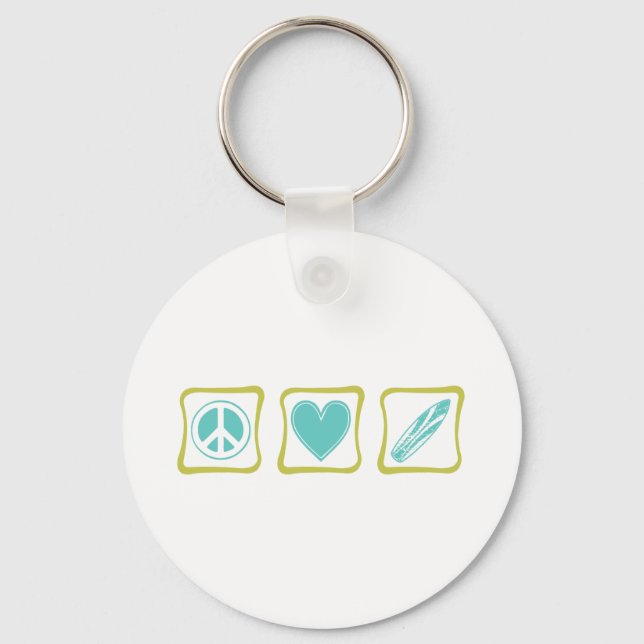 Llavero Cuadrados de Surf Peace Love (Anverso)
