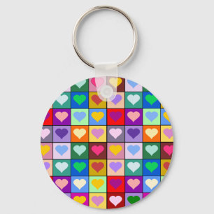Llavero Cuadrados multicolores del corazón