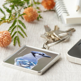 Llavero Cuadrillo de Jay azul en Treestump