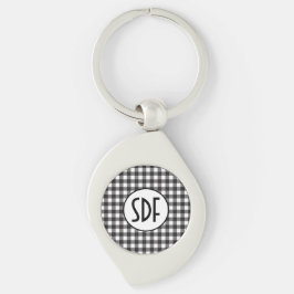 Llavero Cuadro negro y blanco con monograma personalizado