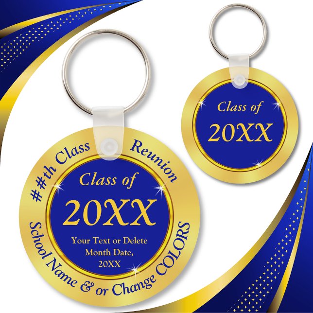 Llavero Cualquier año, regalos personalizados de reunión d (Inexpensive Personalized Class Reunion Gifts. Class Reunion Keychains.  50 year class reunion ideas.)