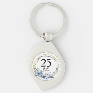 Llavero Cualquier Boda elegante aniversario floral azul