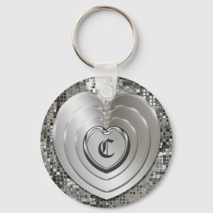 Llavero Cualquier cadena de claves de corazón plateado in