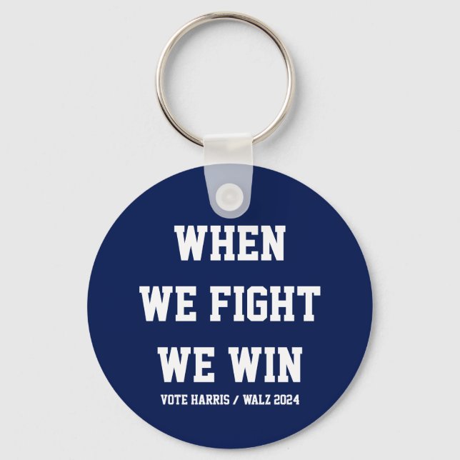 Llavero Cuando Peleamos Ganamos Harris Walz (Anverso)