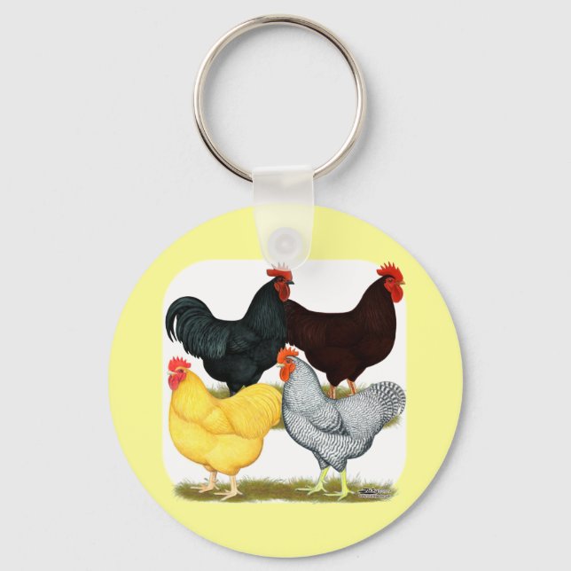 Llavero Cuarteto de pollo de gallo pesado (Anverso)