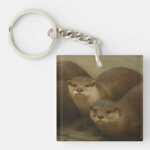 Llavero Cuarteto Otter - Impresión de arte de vida salvaje