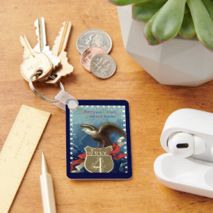 Llavero Cuarto de Julio Patriótico Antiguo, Águila con Est