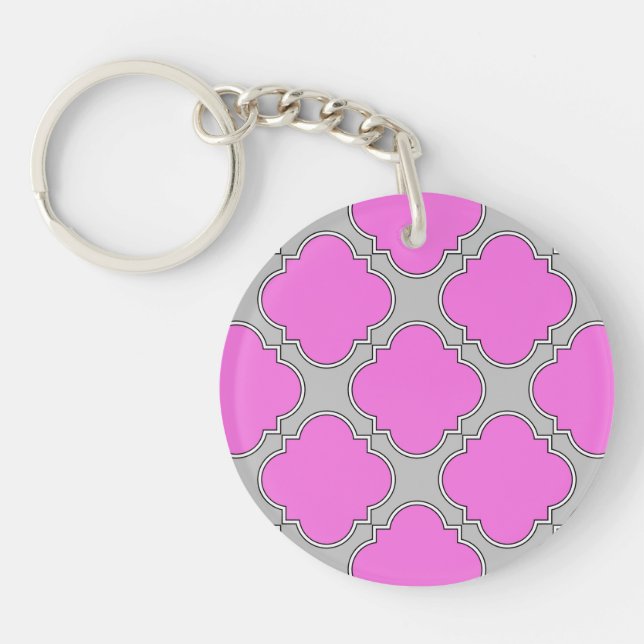 Llavero Cuatrefoil rosa y gris (Frente)