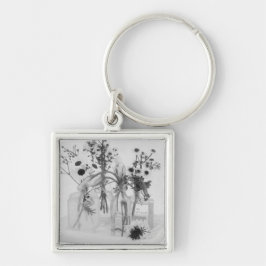 Llavero Cuatro Botellas Y Flores Blancas