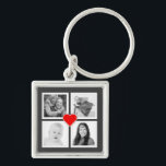 Llavero Cuatro fotos de Instagram familiares o parejas con<br><div class="desc">Lleva con ustedes a la gente que más te gusta cada día con este rápido y fácil collage de fotos en Instagram. Sube cuatro de tus fotos favoritas o de tu pareja linda y serán enmarcadas con gusto dentro de gruesas formas cuadradas blancas. Elija su propio color de fondo con...</div>