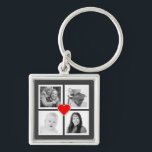 Llavero Cuatro fotos de Instagram familiares o parejas con<br><div class="desc">Lleva con ustedes a la gente que más te gusta cada día con este rápido y fácil collage de fotos en Instagram. Sube cuatro de tus fotos favoritas o de tu pareja linda y serán enmarcadas con gusto dentro de gruesas formas cuadradas blancas. Elija su propio color de fondo con...</div>