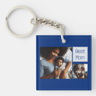 Llavero Cuatro fotos personalizadas modernas mejor papá y