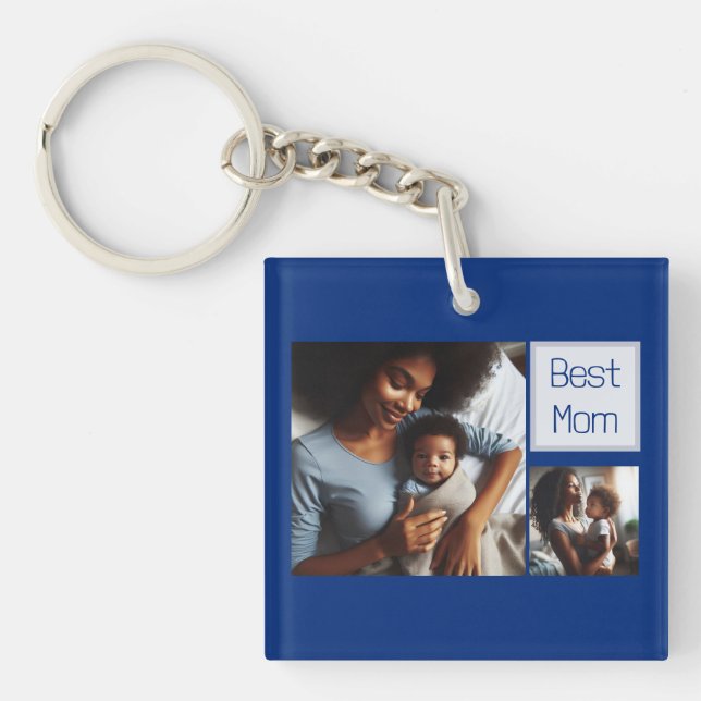 Llavero Cuatro fotos personalizadas modernas mejor papá y  (Frente)