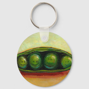 Llavero Cuatro guisantes en un pod divertido arte original