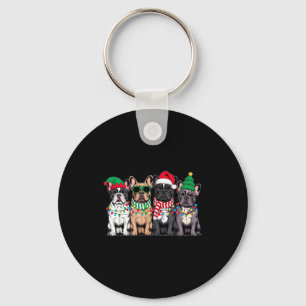 Llavero Cuatro perros Bulldog Francés Navidad Divertido Sa