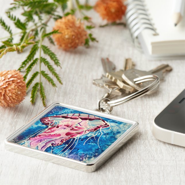 Llavero Cubierta acuática de gelatina arte oceánico (Lado)