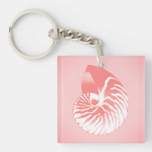 Llavero Cubierta de Nautilus - rosa de coral y blanco