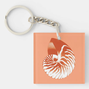 Llavero Cubierta de Nautilus - terracota y blanco