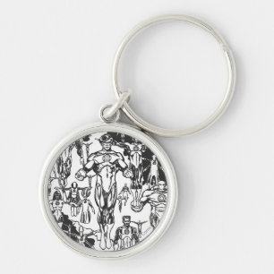 Llavero Cubierta esmeralda del amanecer, blanco y negro