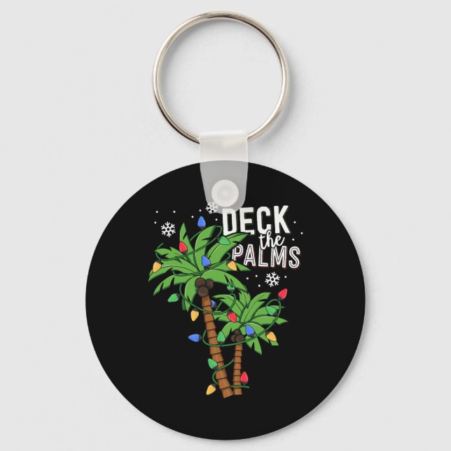 Llavero Cubierta Las Palmas Tropicales De Navidades Hawaii (Anverso)