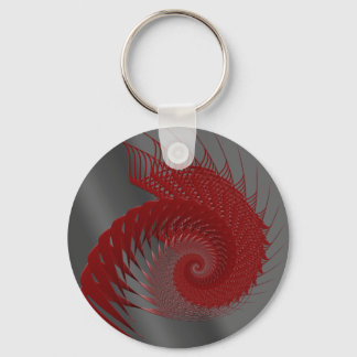 Llavero Cubierta mecánica. Arte digital rojo y gris.