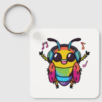 Cucaracha feliz con auriculares escuchando música