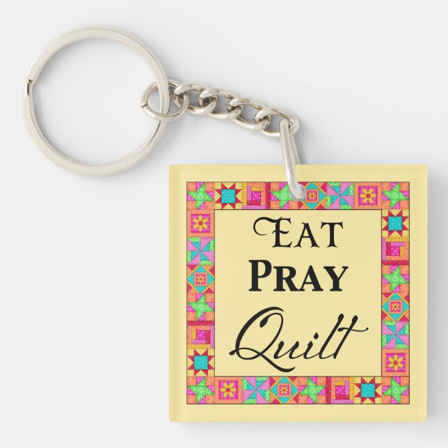 Llavero Cuchillo Bloquea Borde Arte Comer Pray Quilt Amari (Frente)