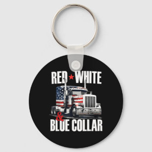 Llavero Cuello Rojo Blanco Y Azul Patriótico Camionero Usa