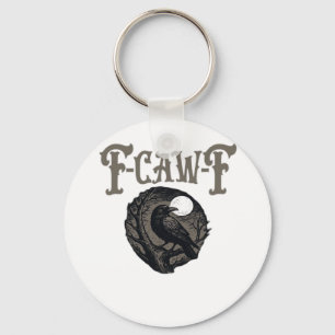 Llavero Cuervo, F-Caw-F Pájaro Divertido Luna Gráfico Retr